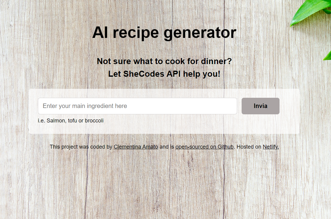 ai recipe generator project