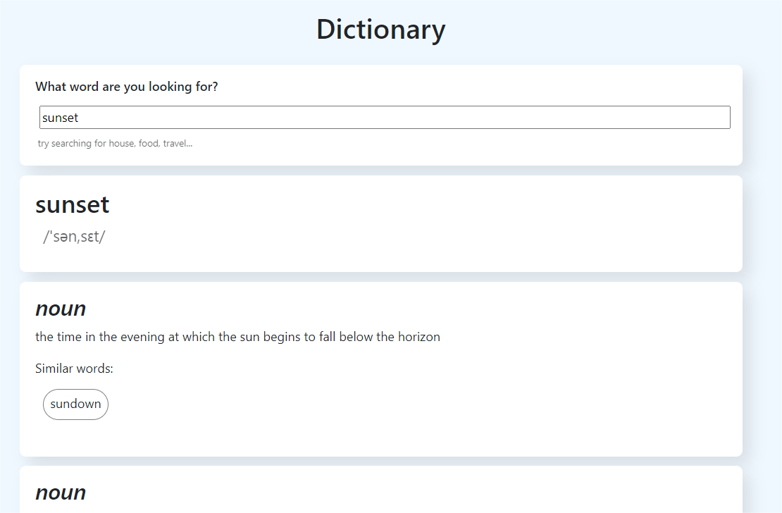 dictionary app project