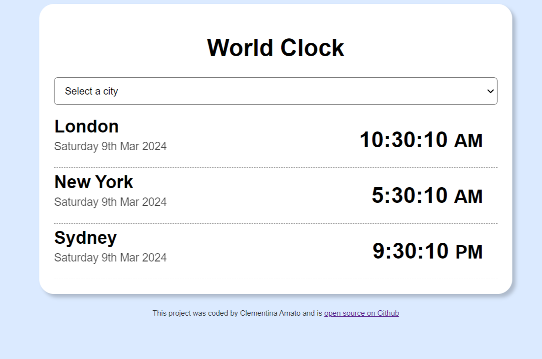 World Clock project preview